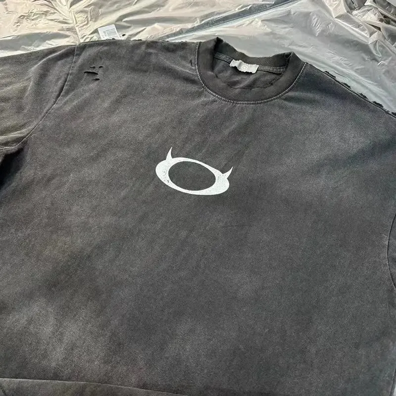 Black Washed Logo Printed Tee
