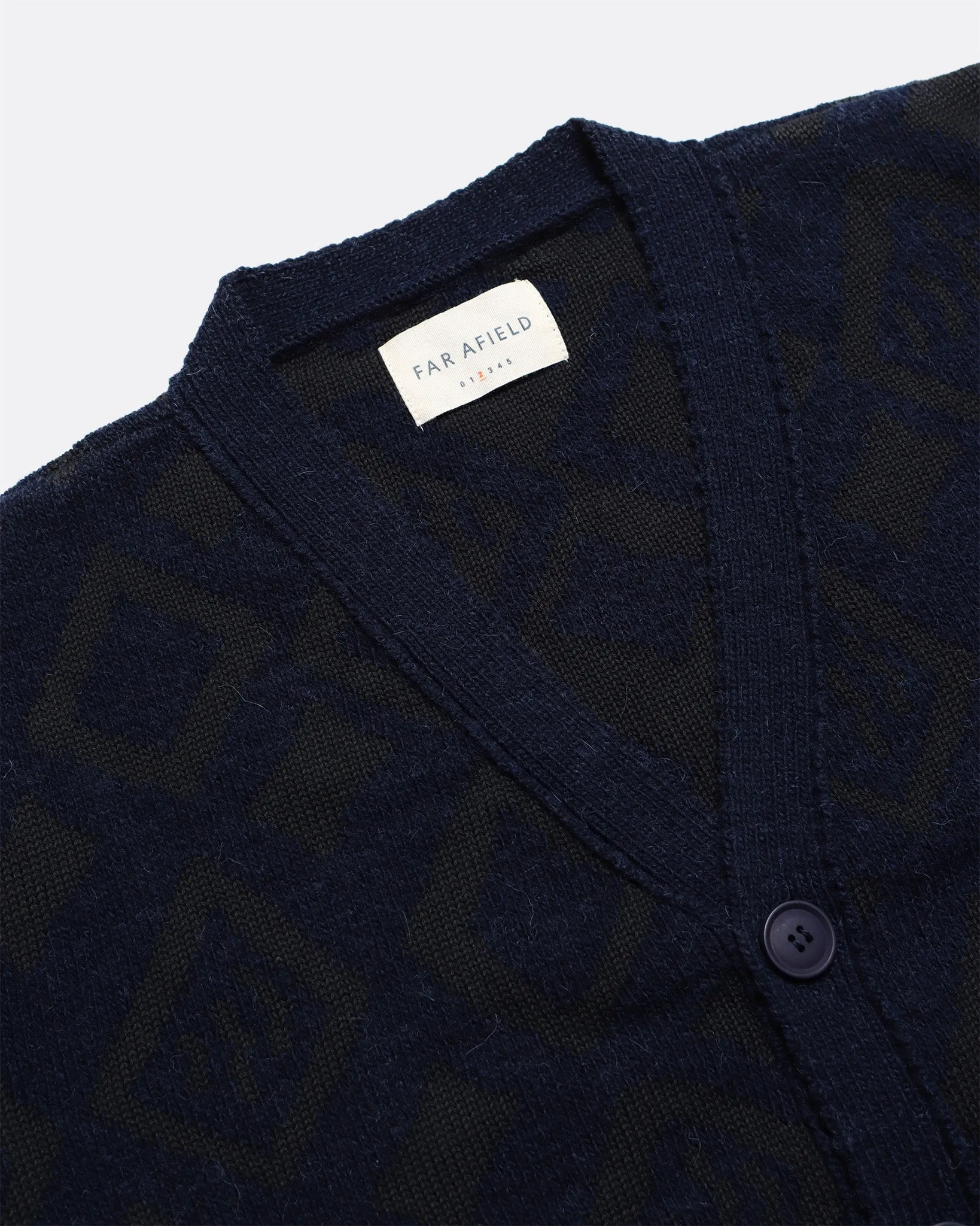 Buckley Cardigan - Navy / Green Geo Pattern