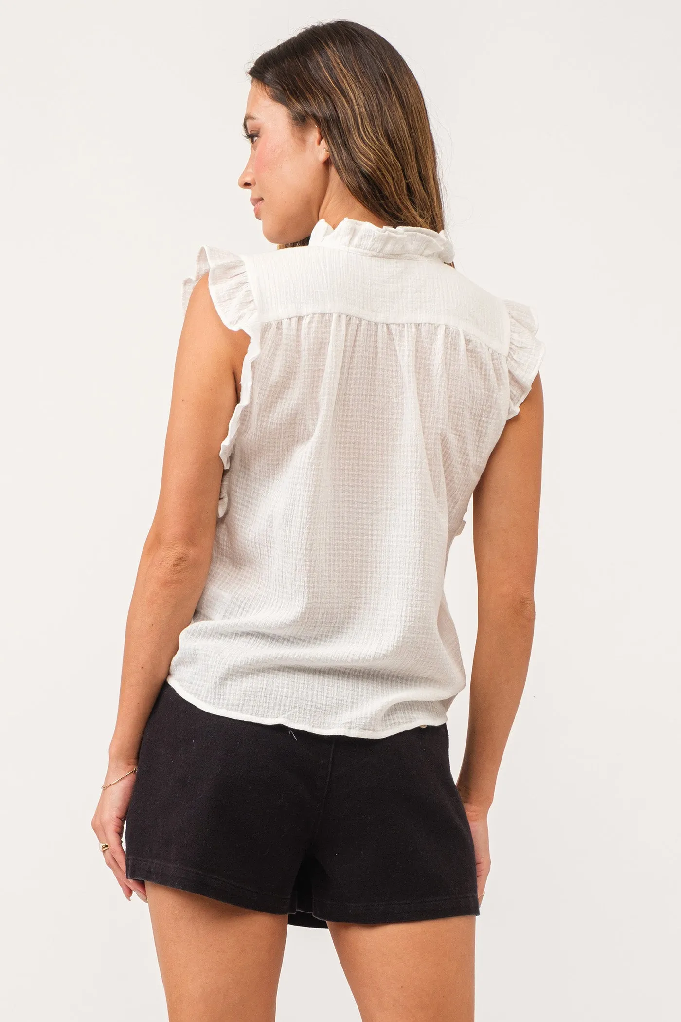 ELLIE RUFFLE SHIRT WHITE