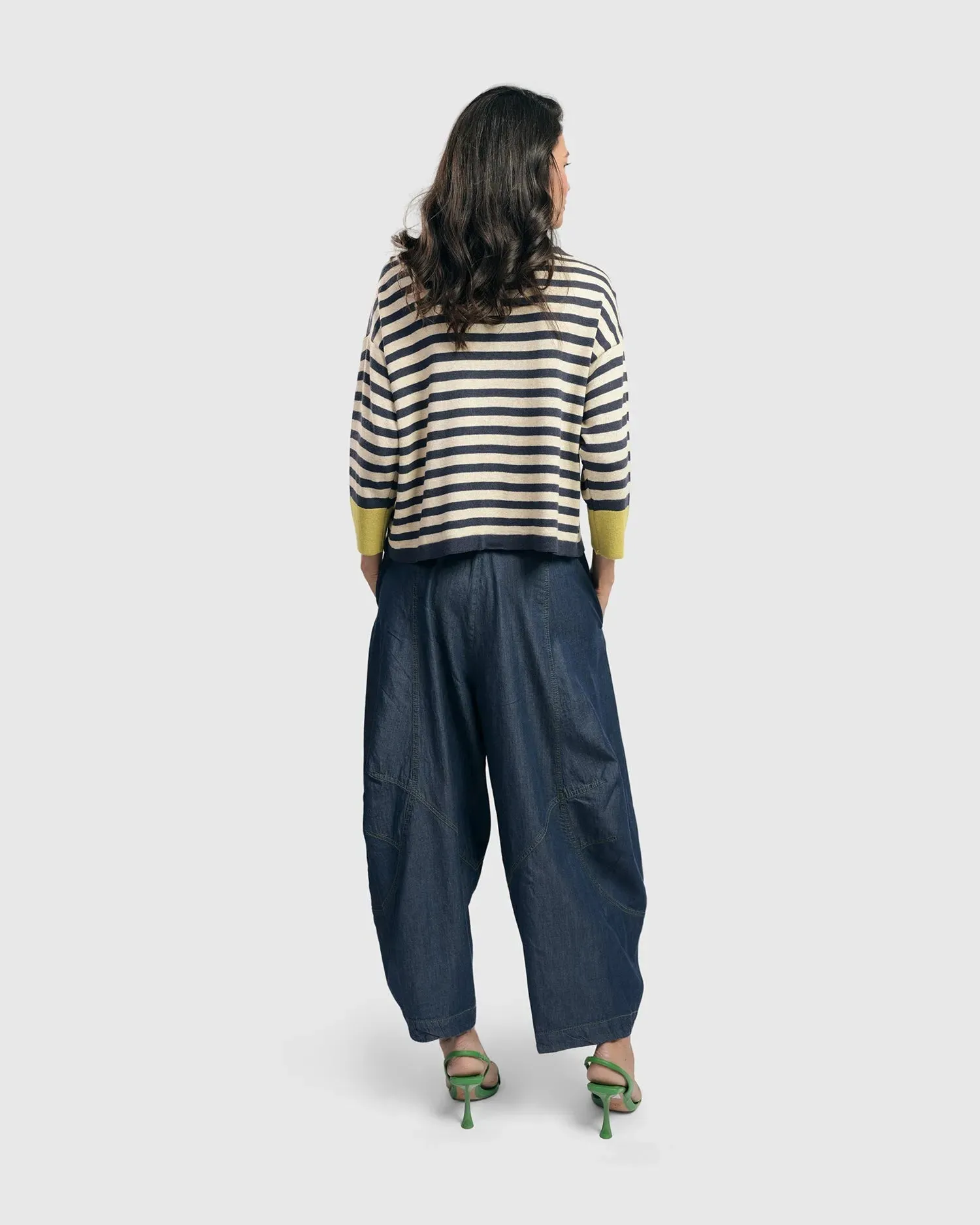 Moana Striped Cardigan Sweater, Gold/Blue