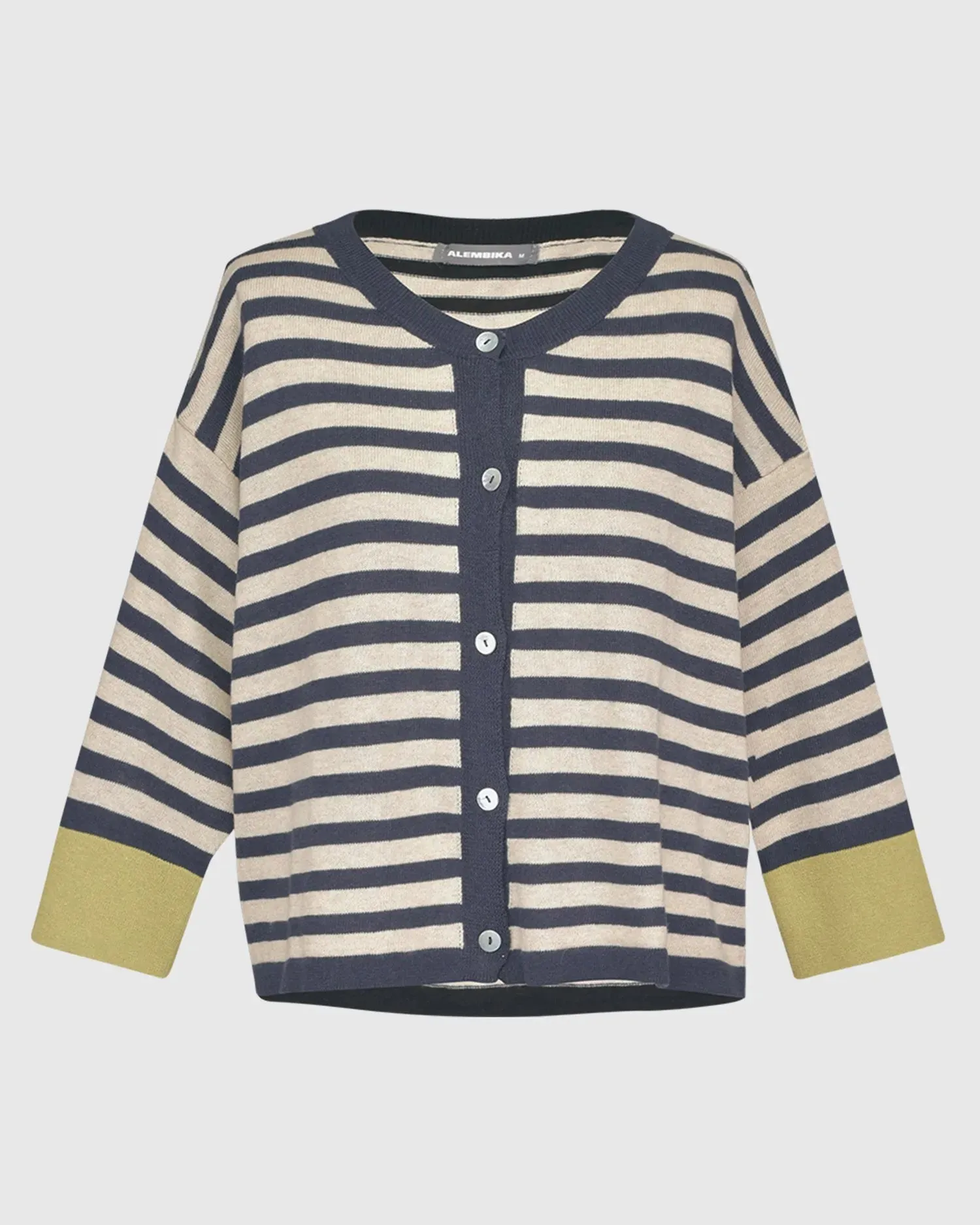 Moana Striped Cardigan Sweater, Gold/Blue