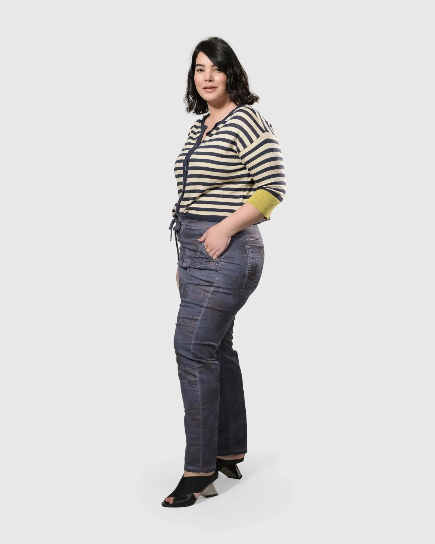 Moana Striped Cardigan Sweater, Gold/Blue