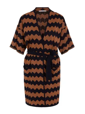 Oui Patterned Knit Jacket Black & Brown