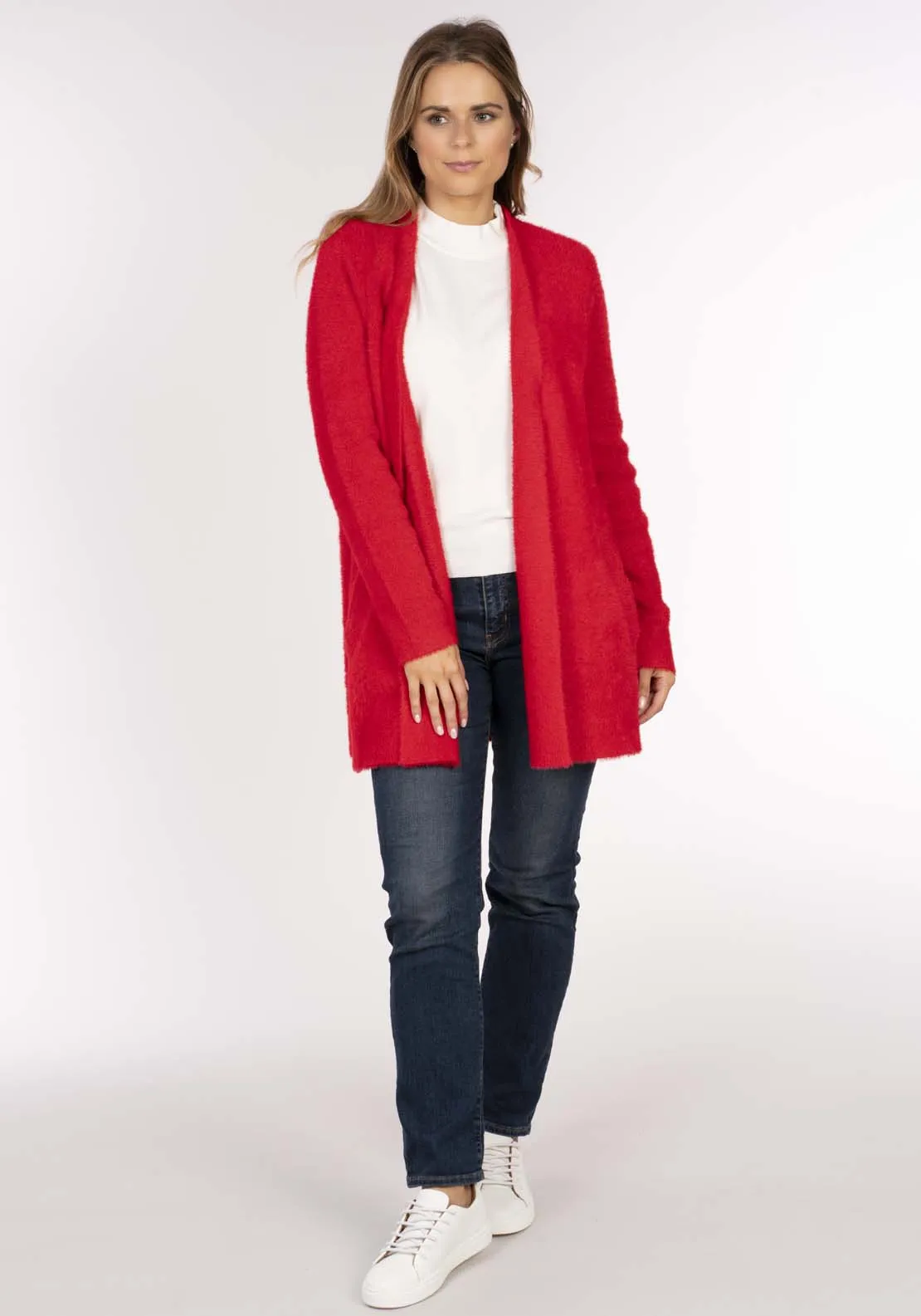 Sparkle Feather Cardi - Red
