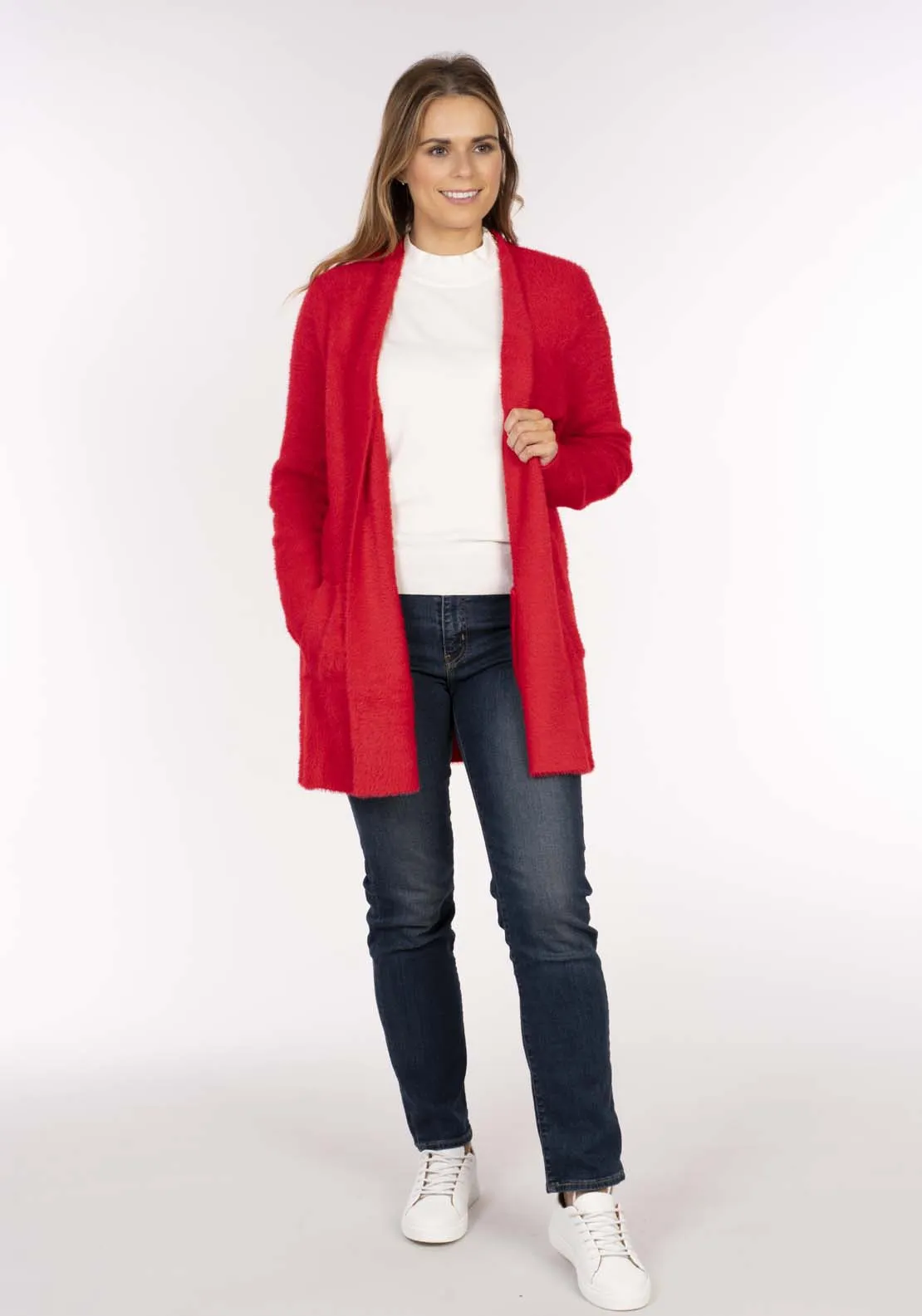 Sparkle Feather Cardi - Red