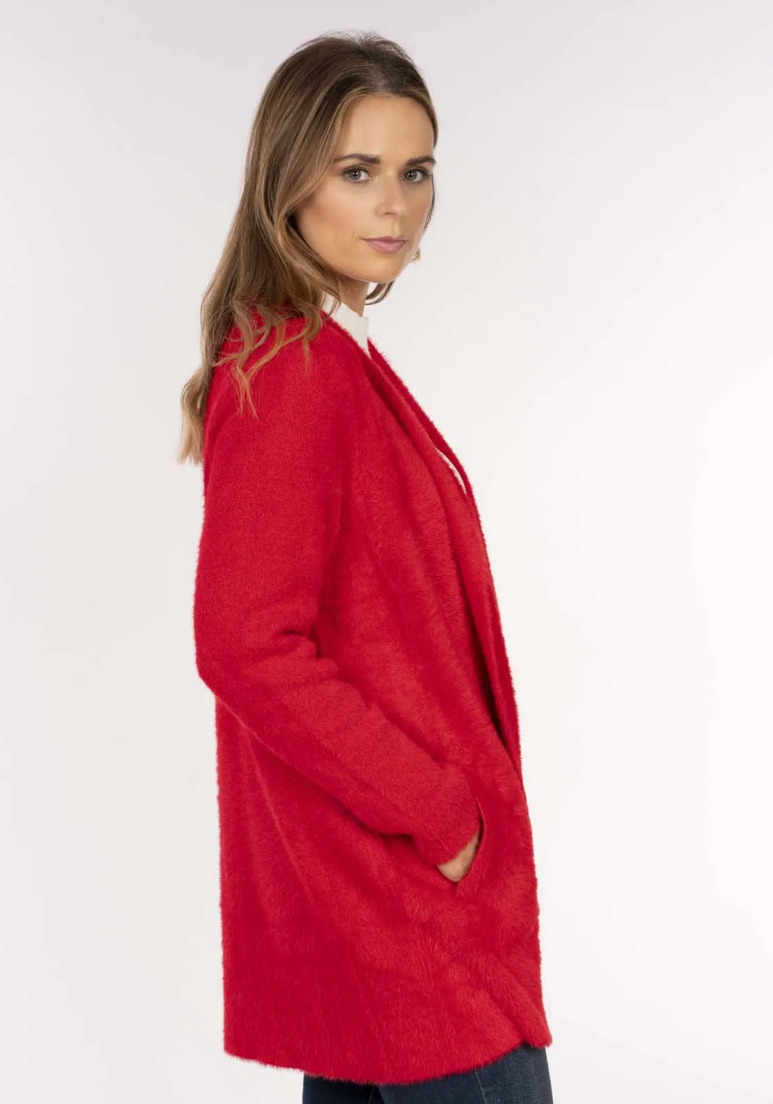 Sparkle Feather Cardi - Red