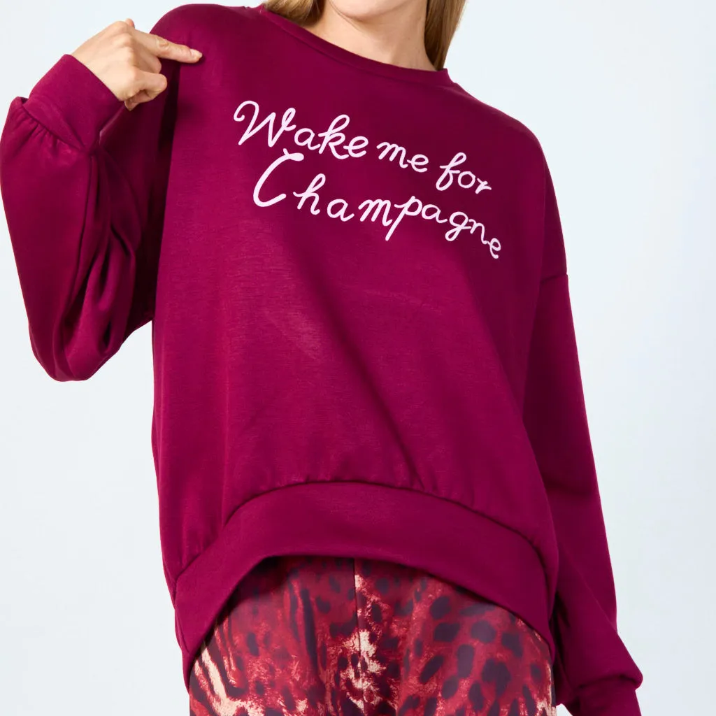 Wake me for champagne sweatshirt wholesale