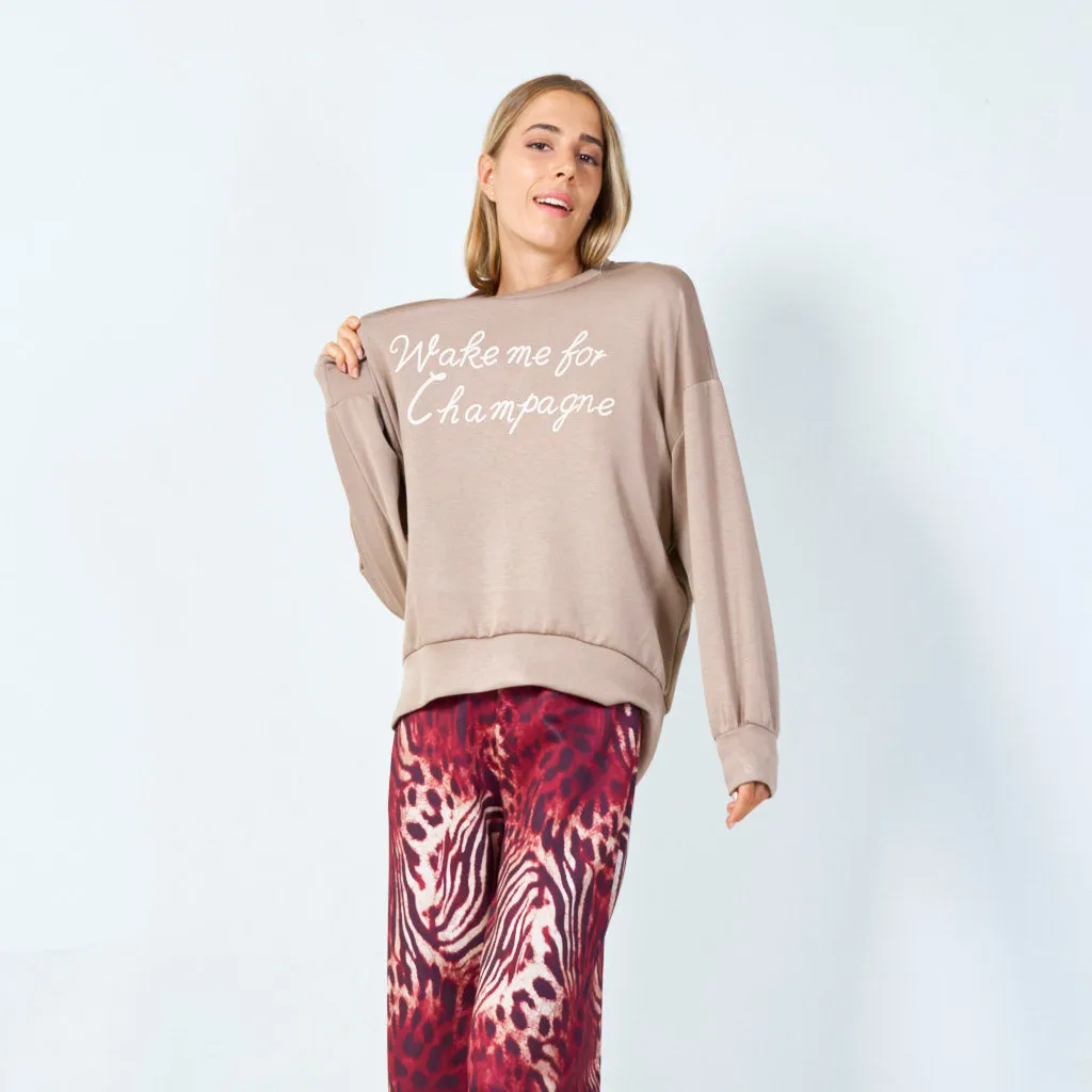 Wake me for champagne sweatshirt wholesale