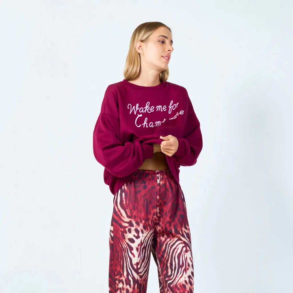 Wake me for champagne sweatshirt wholesale
