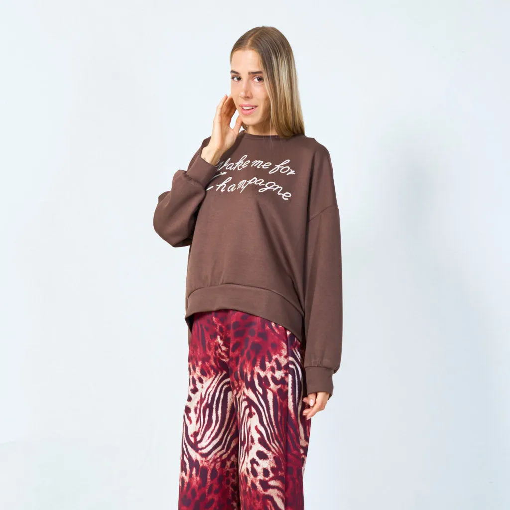 Wake me for champagne sweatshirt wholesale