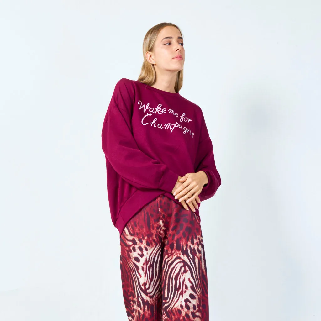 Wake me for champagne sweatshirt wholesale