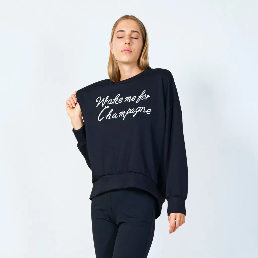 Wake me for champagne sweatshirt wholesale