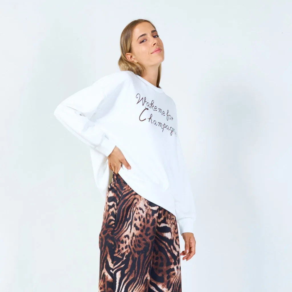 Wake me for champagne sweatshirt wholesale