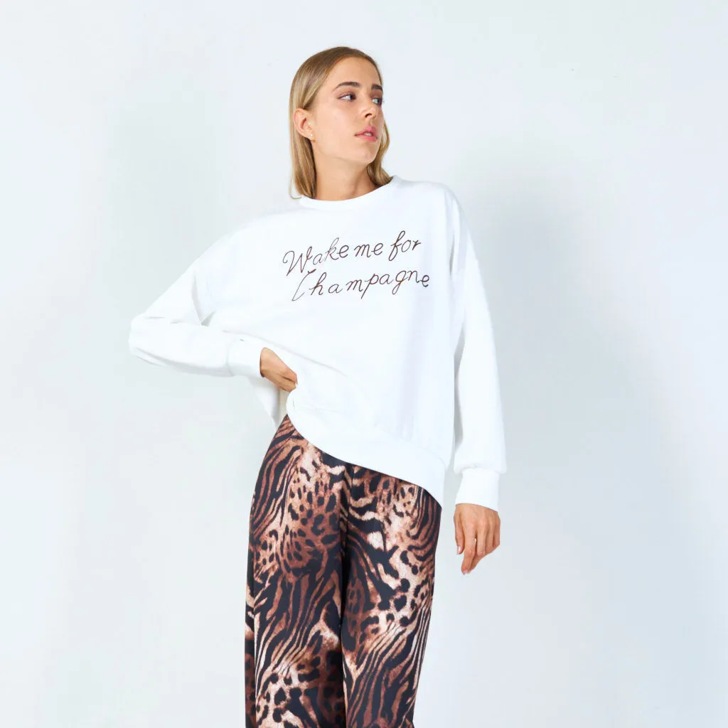Wake me for champagne sweatshirt wholesale