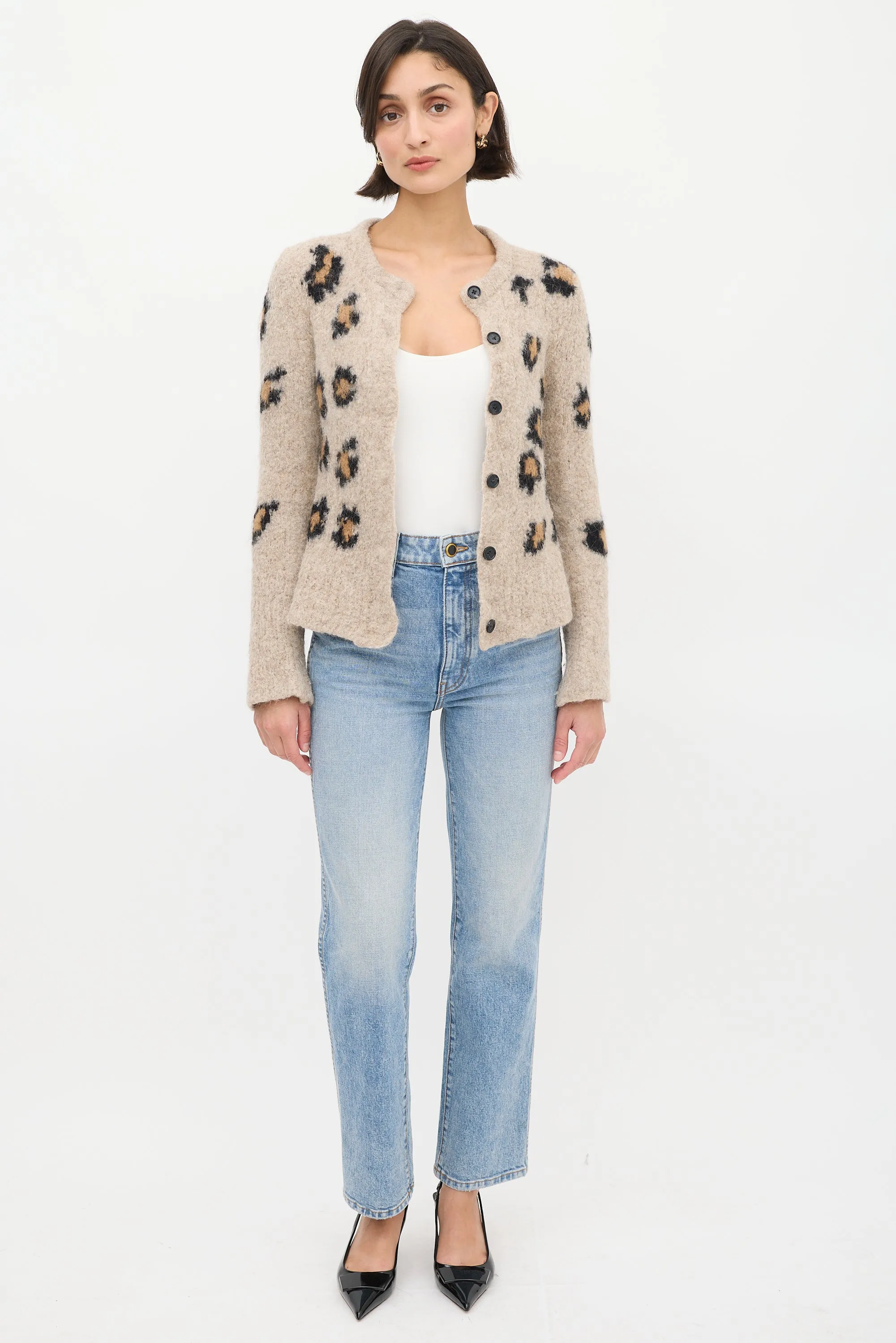X Augden Beige & Black Patterned Cardigan