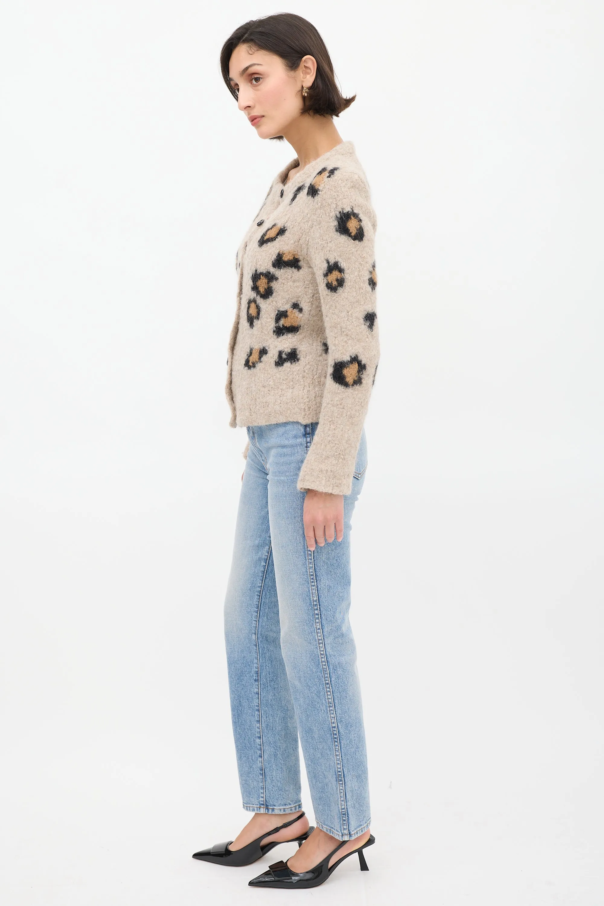 X Augden Beige & Black Patterned Cardigan